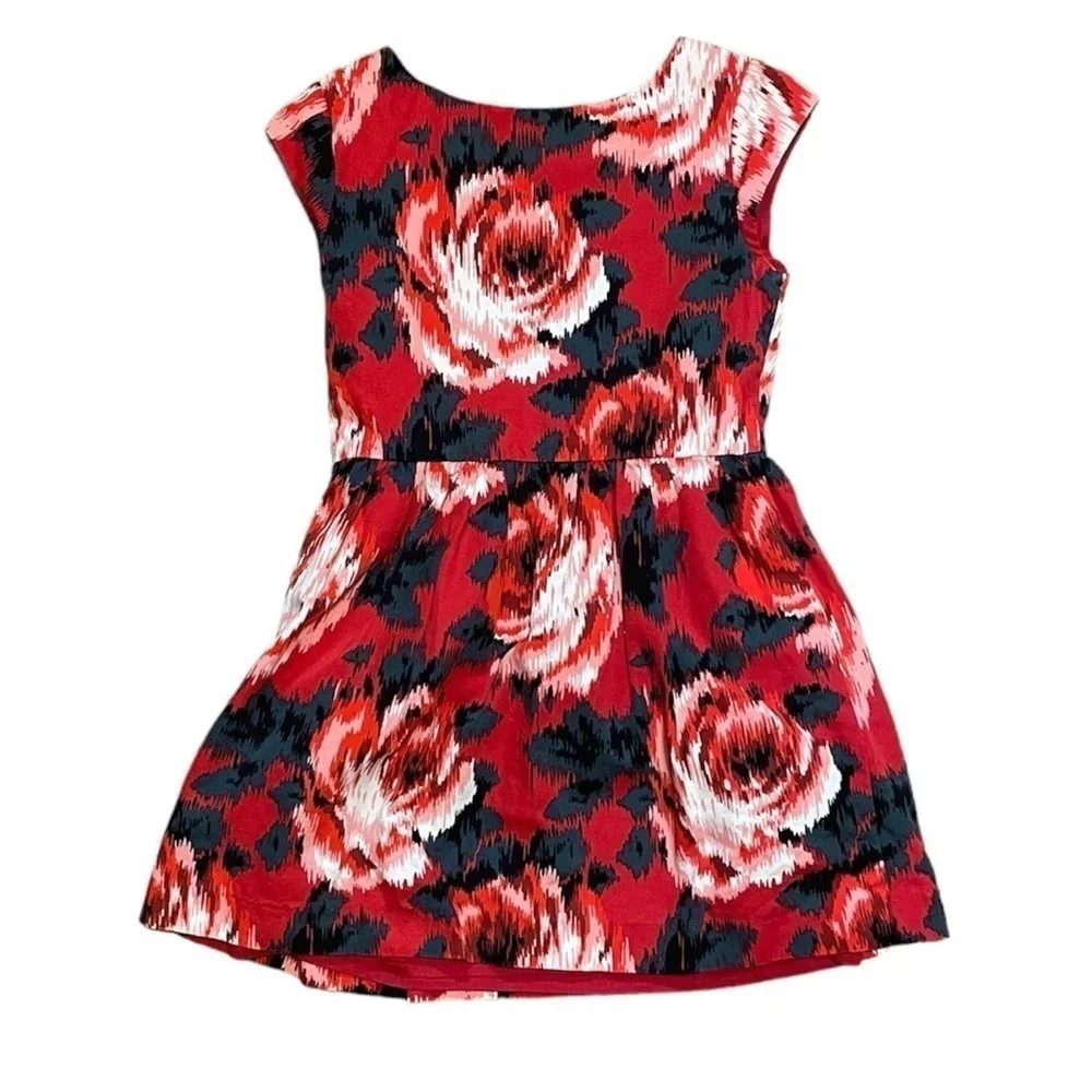 Gap kids girls red rose floral dress fit and flare watercolor print short sleeve